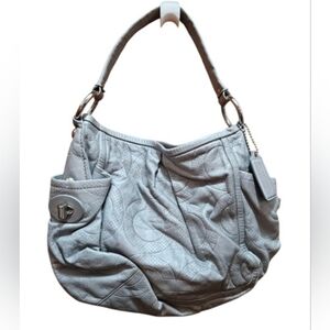 Coach Parker Perforated Grey Leather Hobo Bag
